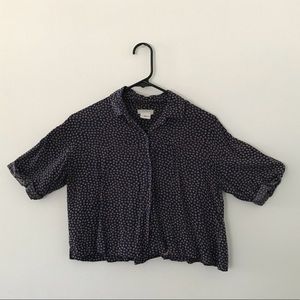 Cropped floral button down